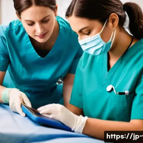 수의사와 간호사의 협력 사례 - A detailed veterinary emergency room scene showing a veterinarian and a nurse collaborating closely ...