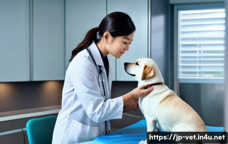 수의사 맞춤형 커리어 코칭 - A modern veterinary clinic scene featuring a Japanese female veterinarian wearing professional attir...