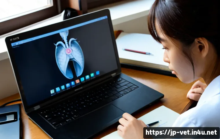 수의학 대학원 진학 준비 과정 - Photorealistic Japanese university student preparing for veterinary graduate school, seated at a nea...